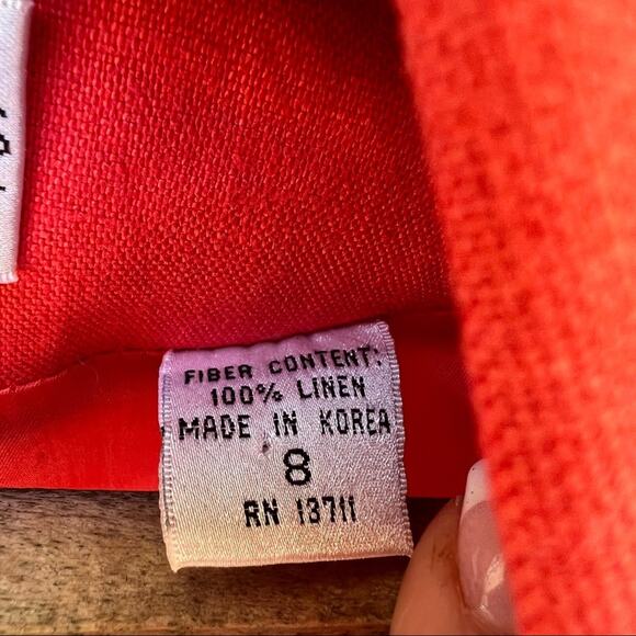 Vintage 90s Valerie Stevens Linen red orange boxy oversized long blazer 8 - Picture 7 of 7